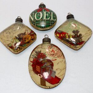 Set of 4 Costco "old World" Beautiful Glass 3.5" to 5.25" Ornaments